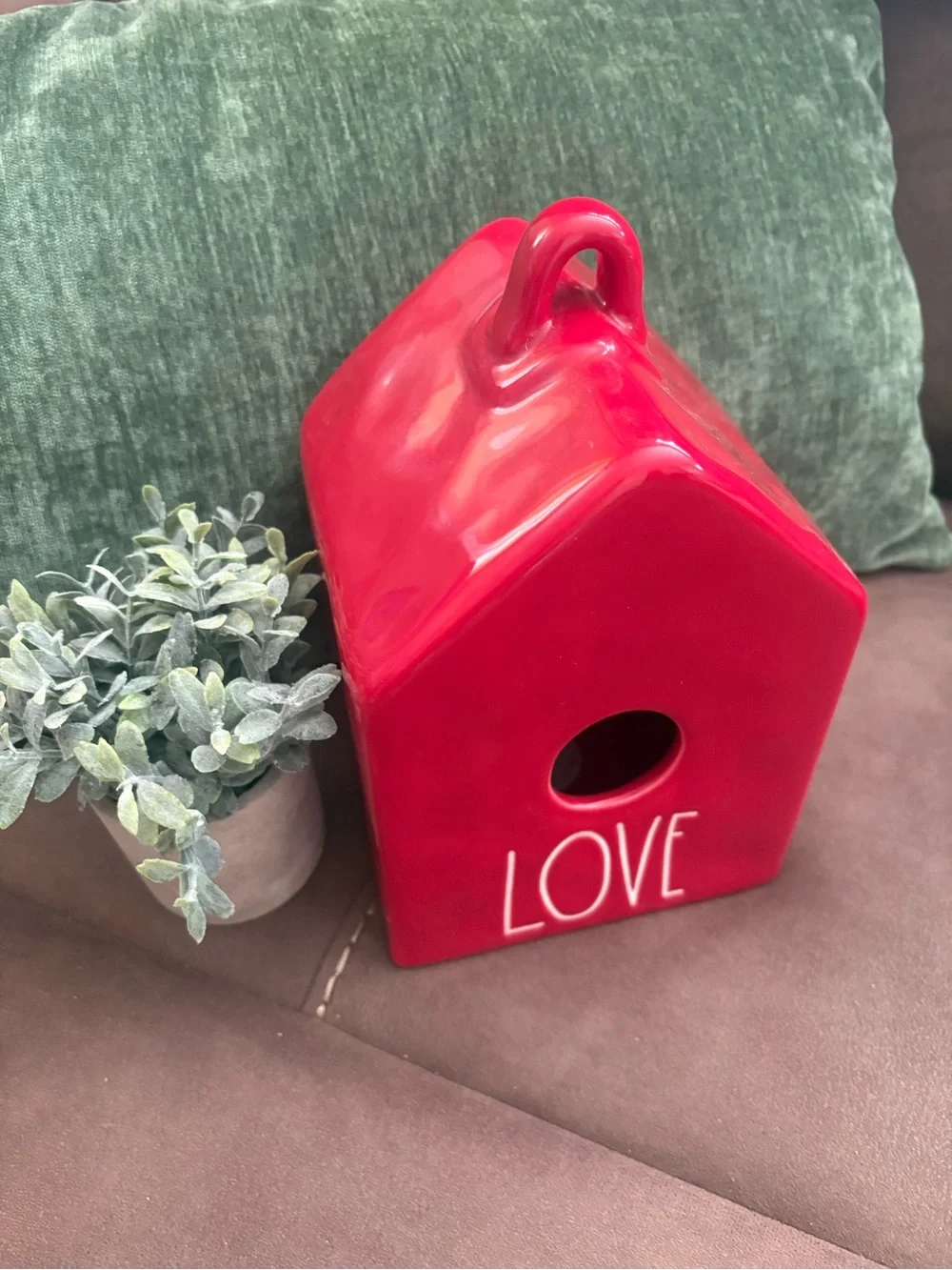 Gorgeous Rae Dunn Red LOVE Ceramic House Lantern/Bird House
